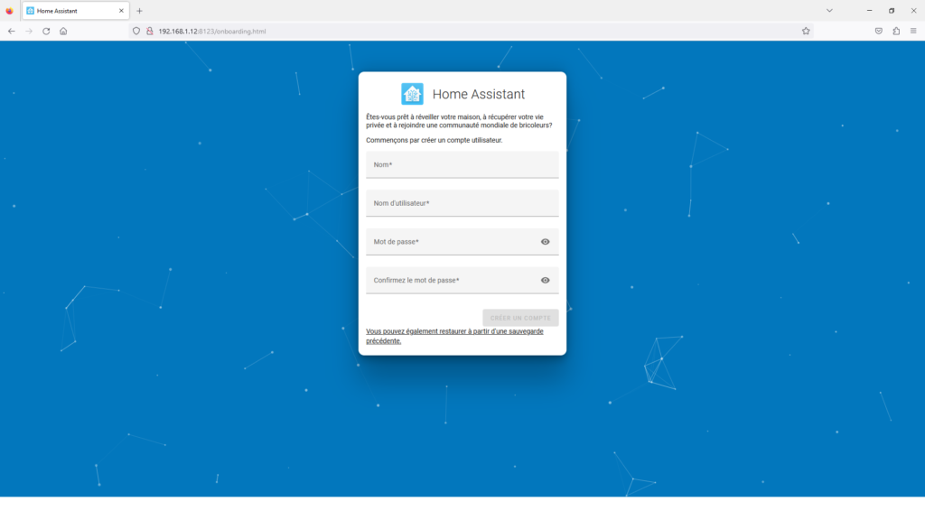 Connexion Home Assistant