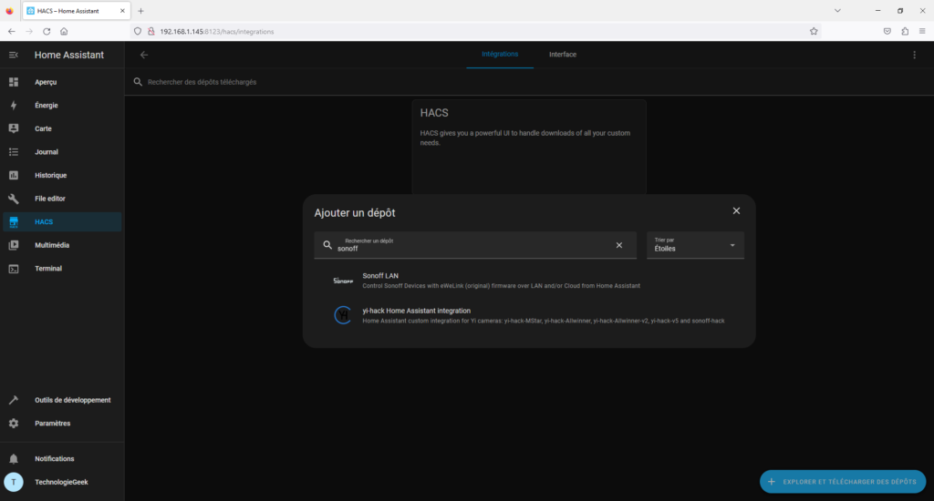 Intégrer Sonoff à Home Assistant
