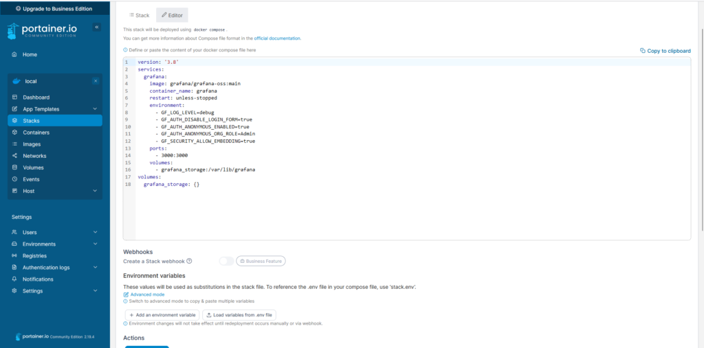 Grafana et Influxdb sur Docker et Home Assistant