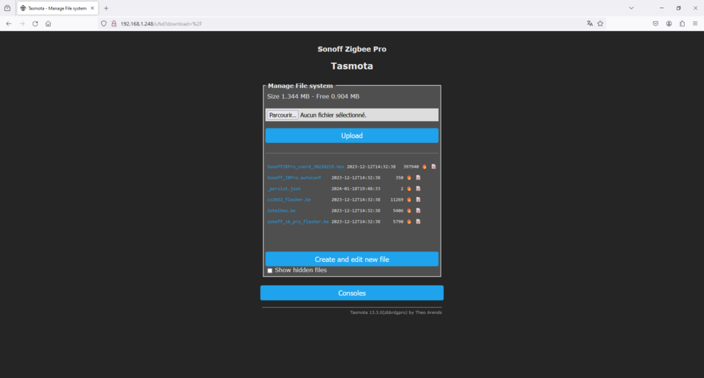 Hexadécimal coordinateur Zigbee