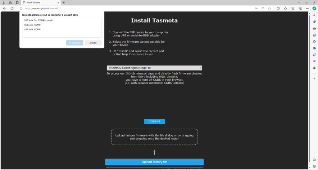 Tasmota web install