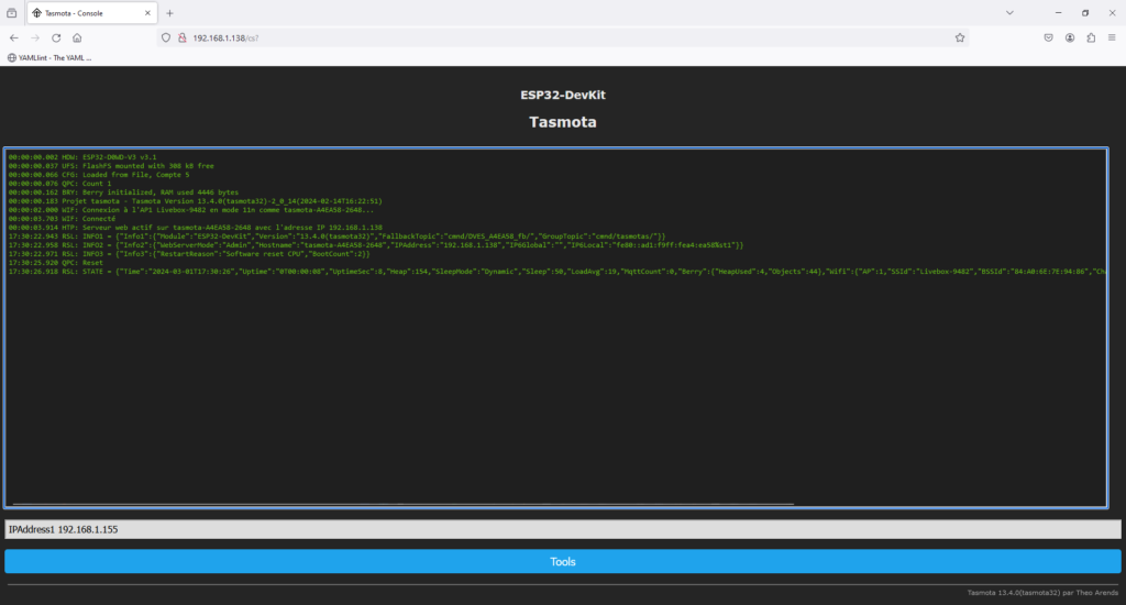 Changement de l'adresse IP