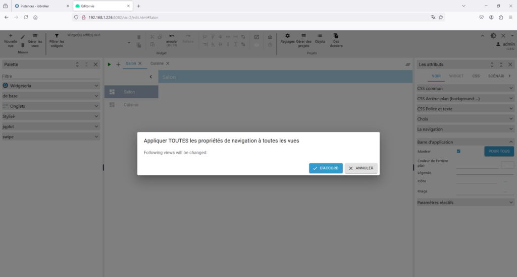 Barre d'application