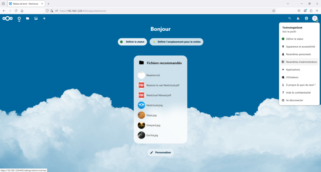 Page d'accueil