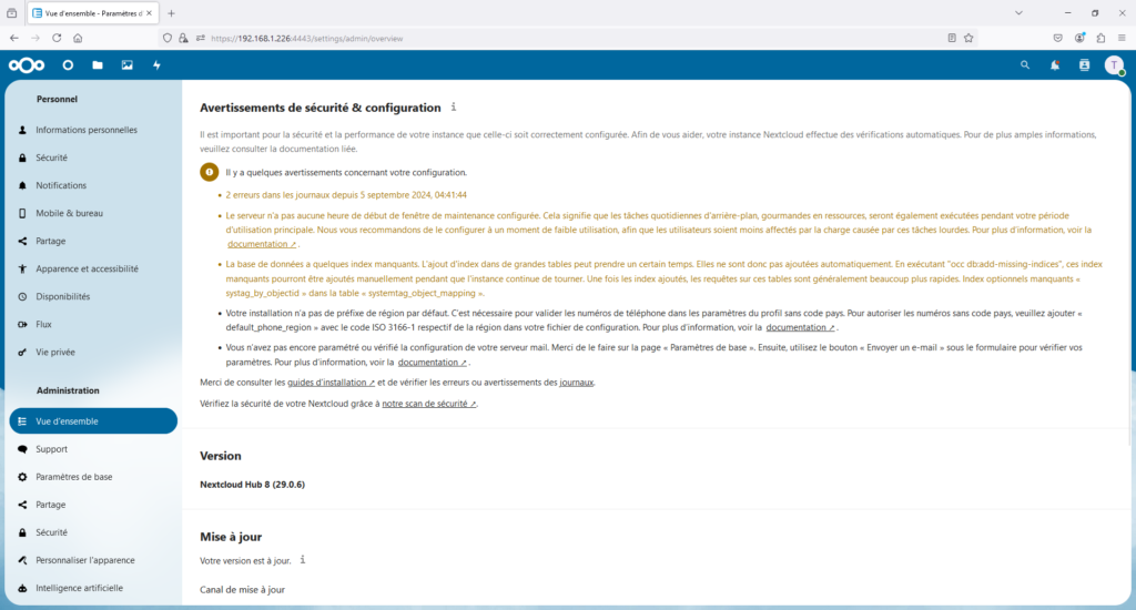 Avertissement de sécurité