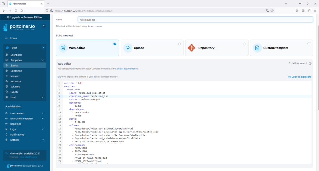 Docker compose Nextcloud
