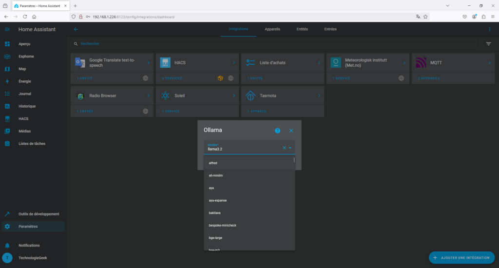 Ollama dans Home Assistant sur Docker