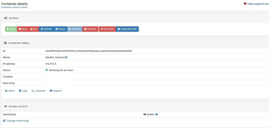 Interface Portainer Docker